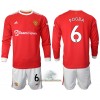 Officiële Voetbalshirt + Korte Broek Manchester United Paul Pogba 6 Thuis 2021-22 Lange Mouw - Kids